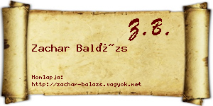 Zachar Balázs névjegykártya
